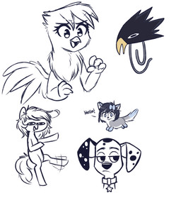 black_hair black_line_art blue_bow_ribbon blue_eyes bow_ribbon female for_a_head fur grey_body grey_fur hair male white_body white_fur higglytownhero 101_dalmatian_street 101_dalmatians disney friendship_is_magic hasbro my_hero_academia my_little_pony mythology dylan_(101_dalmatians) fan_character fumikage_tokoyami gilda_(mlp) harumi_(higglytownhero) polka_dot_(higglytownhero) animal_head animal_humanoid avian avian_humanoid canid canine canis dalmatian domestic_dog earth_pony equid equine gryphon horse humanoid mammal mythological_avian mythological_creature pony wolf crossover monochrome sketch_page
