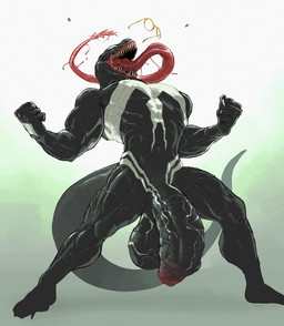 anthro balls big_balls big_muscles big_penis black_body erection foreskin genitals huge_balls huge_penis humanoid_genitalia humanoid_penis hyper hyper_balls hyper_genitalia hyper_penis long_tail long_tongue male muscular muscular_anthro muscular_male penis pose sharp_teeth solo tail teeth thick_tail tongue tongue_out vein veiny_muscles veiny_penis banana_da_boi marvel venom_(marvel) dinosaur prehistoric_species reptile scalie symbiote absurd_res hi_res