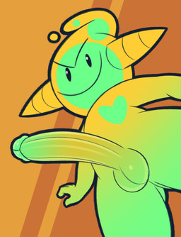 2_horns balls eyebrows genitals gradient_body heart_symbol horn male penis simple_background simple_face solo gemsum spit_(gemsum) goo_creature humanoid imp 2023 hi_res