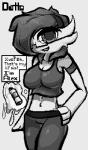 2019 alex_(dotto) breasts clothed clothing digital_media_(artwork) dittodotto fan_character female gardevoir generation_3_pokemon hi_res looking_at_viewer monochrome nintendo not_furry pixel_(artwork) pokemon pokemon_(species) simple_background smile solo