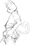 anthro bottomwear bulge butt clothing dressing looking_down male pants pulling_up_pants putting_on_clothes shirt solo tongue tongue_out topwear underwear nolansnsfw tight_pants_(meme) nolan_(nolansnsfw) nolan_(oopsitsnolan) domestic_cat felid feline felis mammal hi_res meme monochrome sketch