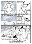 anthro canid canine canis comic domestic_dog english_text female flower fox greyscale group hiding husky ian_(leomagna) laugh leomagna male mammal marker_(artwork) monochrome nordic_sled_dog pen_(artwork) plant rose_(flower) saetto sitting spitz tail text traditional_media_(artwork)