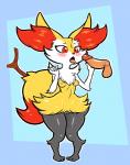 anthro balls bodily_fluids braixen breasts canid canine cum cum_on_tongue cum_string disembodied_penis duo erection female female_focus generation_6_pokemon genital_fluids genitals gusscass hi_res human human_on_anthro humanoid_genitalia humanoid_penis interspecies male male/female mammal nintendo nipples nude penis pokemon pokemon_(species) pokephilia pussy solo_focus source_request tongue tongue_out