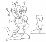 2017 3_heads anthro bed blush bottomless breasts butt cerberus_conjoinment cleavage clothed clothing conjoined digital_media_(artwork) dragon duo european_mythology exclamation_point female furniture greek_mythology haii hair hair_over_eyes heart_symbol human hydra kneeling la larger_female male mammal minus8 monochrome multi_head mythological_creature mythological_scalie mythology presenting question_mark scalie sibling_(lore) simple_background sister_(lore) sisters_(lore) sitting size_difference sketch smaller_male solo_focus tail underwear western_dragon white_background