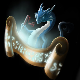 black_background blue_eyes feral horn scroll simple_background solo tail shadownight456 mythology dragon mythological_creature mythological_scalie scalie 1:1 2014 digital_media_(artwork)