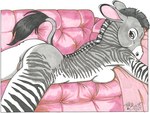 anthro bedroom_eyes black_hair breast_squish breasts brown_eyes butt female furniture genitals grey_body hair looking_at_viewer lying narrowed_eyes nude on_front pussy seductive sofa solo squish white_body white_hair terrie_smith asinus donkey equid equine hybrid mammal zebra zebroid zonkey 2024