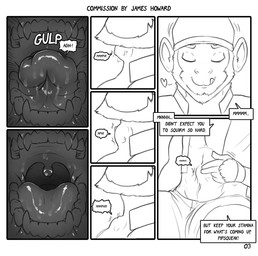 abdominal_bulge anthro bodily_fluids clothing dialogue duo facial_hair gaping_mouth hat headgear headwear heart_symbol internal male male/male male_pred neck_bulge open_mouth oral_vore saliva size_difference size_play soft_vore solo_focus speech_bubble text tongue uvula vore james_howard mintmonkey canid canine canis haplorhine mammal monkey primate wolf comic digital_media_(artwork) english_text hi_res monochrome multiple_scenes sketch