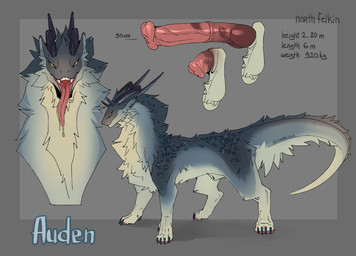 4_horns animal_genitalia animal_penis balls black_claws black_horn blue_body blue_fur bodily_fluids claws curved_horn describing_size digitigrade dripping equine_genitalia equine_penis erection fangs feral flaccid flared_penis fur furry_balls furry_tail genitals horn hybrid_genitalia hybrid_penis knot knotted_equine_penis knotted_penis leopard_spots long_tongue looking_at_viewer male medial_ring multi_horn multicolored_body multicolored_fur multicolored_penis paws penis pupils quadruped saliva saliva_drip saliva_on_tongue sharp_teeth sheath simple_background slit_pupils snout solo spots straight_horn tail teeth text thick_tail tongue vein veiny_penis white_body white_fur yellow_eyes cyber_d1e auden_(cyber_d1e) felkin northern_felkin absurd_res hi_res model_sheet signature