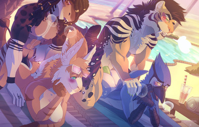 anal anal_penetration anthro beach beak bisexual_parallel_sex blush both_sexes_in_same_situation breasts buckteeth butt chest_tuft dreadlocks erection eyewear fangs female female_penetrated fluffy fluffy_tail from_behind_position genitals glasses group hair jockey_position kneeling male male/female male/male male_penetrated male_penetrating male_penetrating_female male_penetrating_male nipples nude outside parallel_sex penetration penis prone_bone_position seaside sex sex_on_the_beach sharp_teeth sunglasses tail teeth tuft local_cannibal blott avian bird blue_jay corvid eurasian_red_squirrel felid jay_(bird) mammal new_world_jay oscine passerine prehistoric_species rodent saber-toothed_tiger sciurid tree_squirrel