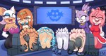 4_toes anthro barefoot clothed clothing feet female group laugh open_mouth orange_body pink_body purple_body soles tickle_torture tickling tickling_feet toes kandenrem eggman_logo sega sonic_adventure sonic_the_hedgehog_(series) amy_rose blaze_the_cat rouge_the_bat tikal_the_echidna bat domestic_cat echidna eulipotyphlan felid feline felis hedgehog mammal monotreme absurd_res hi_res