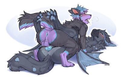 annoyed anthro anthro_on_anthro anthro_penetrated anthro_penetrating anthro_penetrating_anthro anus ball_slap balls blush bodily_fluids breath cum cum_inside duo from_front_position genital_fluids genitals knot looking_pleasured male male/male male_anthro mating_press panting paws penetration penis raised_paw reluctant_submissive saliva saliva_string sex slap t-fruit capcom monster_hunter tukk_ordo zephyr_razorfen canid canine canis felid flying_wyvern mammal nargacuga pantherine snow_leopard wolf hi_res