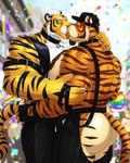 age_difference anthro anthro_on_anthro arm_grab armband barazoku baseball_cap beard biceps big_butt big_muscles blush body_hair butt butt_grab chaps chest_hair claws clothed clothing collar confetti day deltoids duo eyebrows eyes_closed facial_hair fingerless_gloves flag french_kissing fur gloves hair hand_behind_neck hand_on_butt handwear hat headgear headwear holidays hug huge_muscles kissing leash leather leather_clothing leather_daddy lgbt_pride male male/male manly muscular muscular_anthro muscular_male open_clothing open_topwear open_vest outside parade pecs pride_colors public rainbow_flag rainbow_pride_colors rainbow_pride_flag rainbow_symbol silhouette standing thick_thighs topless topless_anthro topless_male topwear tuft vest dream_and_nightmare father's_day lgbt_pride_month asyr night_(dream_and_nightmare) felid mammal pantherine tiger 2024 4:5 hi_res father_(lore) father_and_child_(lore) father_and_son_(lore) incest_(lore) parent_(lore) parent_and_child_(lore) parent_and_son_(lore) son_(lore)