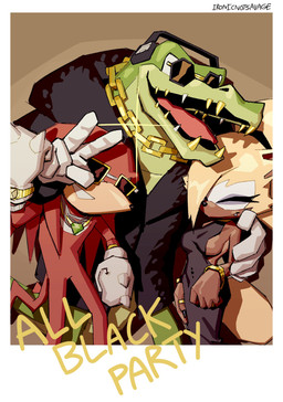 anthro bracelet breasts brown_background brown_body chain_necklace clock clothed clothing dress electronics eyelashes eyes_closed eyewear fangs female fur gesture glasses gloves gold_(metal) gold_bracelet gold_jewelry gold_necklace gold_ring gold_tooth gold_watch green_body group hair hand_gesture handwear headphones hoodie jewelry male medium_breasts necklace open_mouth photo ponytail red_body side_boob simple_background smile sunglasses tail tan_body tan_fur teeth text topwear trio v_sign watch wearing_glasses ironicnotsavage idw_publishing sega sonic_the_hedgehog_(comics) sonic_the_hedgehog_(idw) sonic_the_hedgehog_(series) knuckles_the_echidna vector_the_crocodile whisper_the_wolf canid canine canis crocodile crocodilian echidna mammal monotreme reptile scalie wolf 2026 absurd_res digital_drawing_(artwork) digital_media_(artwork) english_text hi_res