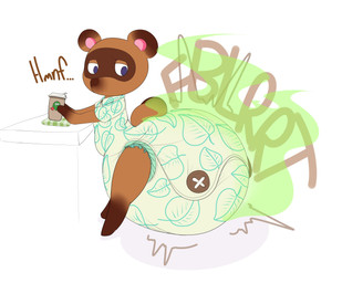 anthro beverage clothing coffee diaper diaper_use feces male onesie pooping side_view soiled_diaper soiling soiling_diaper solo stink_fumes text unclean_diaper used_diaper chocomintshake animal_crossing nintendo tom_nook_(animal_crossing) canid canine mammal raccoon_dog tanuki 2020 absurd_res digital_media_(artwork) english_text hi_res