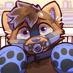 anthro bdsm blue_eyes blue_nose brown_body brown_fur clothing collar fur gag gagged handwear looking_at_viewer male mittens multicolored_body multicolored_fur pacifier pacifier_gag simple_background solo sexotheque marlow_wilde ailurid canid canine canis domestic_dog german_shepherd herding_dog hybrid mammal pastoral_dog red_panda 1:1 2026 digital_media_(artwork) hi_res icon