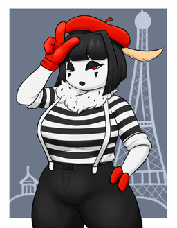 alternative_fashion anthro big_breasts breasts clothed clothing female fur gloves goth hair handwear looking_at_viewer makeup mime ruth_blackwell simple_background solo suspenders thick_thighs blackbetty arthropod insect lepidopteran moth absurd_res hi_res