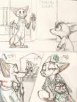 2018 absurd_res ambiguous_gender anthro barefoot bottomwear canid canine clothed clothing comic disney english_text fan_character feet fox fully_clothed fur group hi_res mammal nick_wilde open_mouth open_smile pants red_fox shirt smile text topwear true_fox xx-junglebeatz-xx young young_anthro zootopia