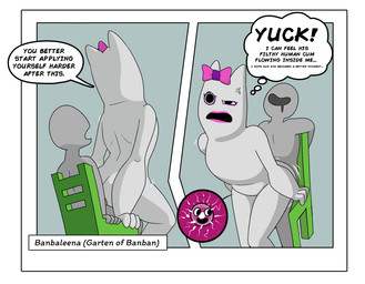 2_horns abstract_background black_eyes bodily_fluids bow_accessory bow_ribbon butt chair_position cum cum_in_vagina cum_inside dialogue duo eyeshadow faceless_character faceless_human faceless_male female female_on_human female_penetrated from_behind_position genital_fluids horn human_on_humanoid human_penetrating human_penetrating_female human_penetrating_humanoid humanoid_penetrated impregnation interspecies larger_female larger_humanoid lipstick makeup male male/female male_on_humanoid male_penetrating male_penetrating_female male_penetrating_humanoid medium_butt motion_lines not_furry nude nude_female nude_male ovum penetration purple_eyeshadow purple_lipstick sex size_difference smaller_human smaller_male sperm_cell text thought_bubble vaginal vaginal_penetration white_body white_skin impstripe garten_of_banban anon banbaleena clay_creature horned_humanoid human humanoid mammal monster monstrous_humanoid 2025 digital_drawing_(artwork) digital_media_(artwork) english_text hi_res