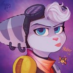 anthro blep blue_eyes clothing duo ear_piercing ear_ring eyebrows eyewear eyewear_on_head female fur goggles goggles_on_head hair heart_eyes heart_symbol looking_at_viewer piercing ring_piercing scarf stripes tongue tongue_out white_body white_fur assassyart ratchet_and_clank sony_corporation sony_interactive_entertainment angela_cross rivet_(ratchet_and_clank) lombax mammal 1:1 2022 bust_portrait hi_res portrait