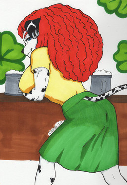 alcohol anthro beer beer_mug beverage female holidays solo dreadwolfclaw1990 st._patrick's_day charlene_palmer canid canine canis dalmatian domestic_dog mammal hi_res