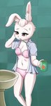 brush brushing brushing_teeth clothing female inner_ear_fluff solo tuft underwear bigmi_nono spicylotor babybus monkey_sheriff_(babybus) rabbit_sheriff_(monkey_sheriff) humanoid lagomorph leporid mammal hi_res