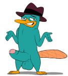 3_toes 4_fingers anthro big_penis erection feet fingers foreskin genitals humanoid_genitalia humanoid_penis male partially_retracted_foreskin penis simple_background solo tail toes white_background delirost disney phineas_and_ferb perry_the_platypus mammal monotreme platypus