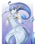 big_butt blue_eyes blue_hair blush breasts butt clothing female hair humanoid_pointy_ears looking_at_viewer nipples pointy_ears simple_background smile solo split_form evomanaphy ever_oasis nintendo esna humanoid marine merfolk water_spirit 2019 absurd_res digital_media_(artwork) hi_res