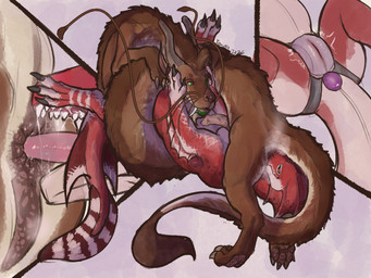 anal animal_genitalia anus bodily_fluids buttplug chastity_belt chastity_device claws duo feral feral_on_feral fin fur genital_slit genitals head_fin horn male male/male male_feral mane musky_anus oral penis plug_(sex_toy) rimming saliva sex sex_toy sharp_teeth tail teeth tongue whiskers conditional_dnp teavern mythology mocha_(teavern) zimt_(leafstone) dragon eastern_dragon furred_dragon furred_scalie mythological_creature mythological_scalie scalie hi_res