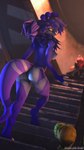 anthro breasts claws digitigrade female fur glowing glowing_eyes hair looking_at_viewer looking_back medium_breasts nipples nude purple_body purple_fur purple_hair solo stairs standing tuft yellow_eyes conditional_dnp domibun epic_games fortnite warfare_machine mora ronin_(fortnite) dorukolorukalai 3d_(artwork) 9:16 digital_media_(artwork) hi_res source_filmmaker_(artwork)