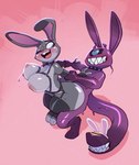 3_toes anthro big_breasts blush bodily_fluids breasts clothed clothing curvy_figure duo fake_ears fake_rabbit_ears feet female fur garter_belt garter_straps grey_body grey_fur legwear lingerie living_tail male male/female nipples one_eye_closed open_mouth purple_body purple_tail sex sharp_teeth stockings sweat tail teeth thick_thighs thigh_highs toes tongue unusual_anatomy unusual_tail voluptuous wide_hips bigdad disney zootopia judy_hopps lagomorph leporid mammal monster rabbit 2025