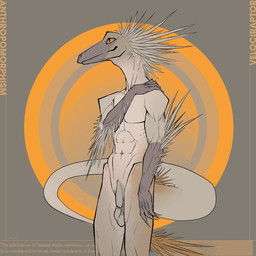 abs anthro arm_on_shoulder arm_tuft athletic athletic_male balls brown_arms brown_balls brown_body brown_feathers brown_penis claws darkened_genitalia feather_hair feather_tuft feathers finger_claws flaccid foreskin genitals humanoid_genitalia humanoid_penis male nude nude_male penis pose pseudo_hair pupils saggy_balls simple_background slit_pupils smile snout solo tail tail_feathers tan_body text tuft uneven_balls unretracted_foreskin yellow_eyes bullchicken dinosaur dromaeosaurid prehistoric_species reptile saurischian scalie theropod velociraptor 1:1 colored english_text flat_colors hi_res pinup portrait three-quarter_portrait