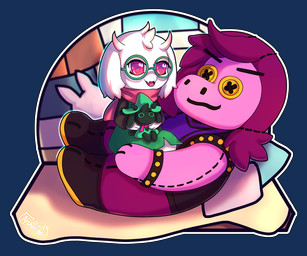 anthro chibi fluffy fluffy_ears fluffy_hair hair male plushie scarf sitting smile solo toy archer-ko deltarune undertale_(series) ralsei susie_(deltarune) bovid caprine goat mammal 6:5 alpha_channel