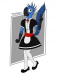 anthro beak biped blue_body blue_feathers brown_eyes claws clothed clothing crossdressing dress feathers femboy footwear fur legwear looking_at_viewer looking_pleasured maid_uniform male shoes simple_background smile solo uniform white_background young darkmaro_(artist) blue_sky_studios rio_(series) tiago_(rio) avian bird macaw neotropical_parrot parrot spix's_macaw true_parrot 2019 4:5 absurd_res digital_media_(artwork) hi_res