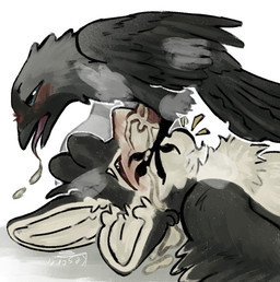 4_ears 4_toes ambiguous_anthro ambiguous_gender ambiguous_on_feral ambiguous_penetrated animal_genitalia animal_penis anthro anthro_on_feral anthro_penetrated avian_feet beak bestiality big_penis biped bipedal_feral black_beak black_body black_feathers black_fur black_hair black_sclera blue_eyes blush blush_lines bodily_fluids breath chest_tuft claws countershading cum cum_drip cum_from_mouth cum_in_mouth cum_inside cum_on_face cum_on_ground cum_on_penis cum_on_self cumshot deep_throat drinking drinking_cum dripping duo ejaculation emanata erection excessive_cum excessive_genital_fluids eye_roll face_fucking face_mounting feathered_wings feathers feet feral feral_penetrating feral_penetrating_anthro fluffy foot_on_face fur genital_fluids genitals grey_body grey_feathers grey_fur hair half-closed_eyes inner_ear_fluff interspecies irrumatio larger_penetrated leaking leaking_cum looking_pleasured lying male male/ambiguous male_feral male_on_anthro male_penetrating male_penetrating_ambiguous male_penetrating_anthro messy multi_ear multicolored_body multicolored_feathers multicolored_fur musk musky_penis narrowed_eyes neck_bulge neck_tuft nude on_back on_ground on_top open_mouth oral oral_penetration orgasm panting penetration penile penile_penetration penis penis_in_mouth pink_genitals pink_penis pink_tongue pinned pinned_to_ground questionable_consent red_genitals rictal_bristles saliva saliva_drip saliva_string scuted_feet scuted_legs scutes sex side_view simple_background size_difference small_top_big_bottom smaller_feral smaller_male standing standing_on_another steam stepping_on_face swallowing tail tail_feathers talons tapering_penis text throat_swabbing toes tongue tongue_out tuft tufted_fur two_tone_body two_tone_feathers vein veiny_penis white_background white_body white_feathers white_fur winged_arms wings kestrel_(artist) fyr_(fenrir784) teek avali avian bird corvid corvus_(genus) crow jackdaw oscine passerine western_jackdaw 2026 colored colored_sketch digital_drawing_(artwork) digital_media_(artwork) english_text shaded signature simple_shading sketch maleherm_(lore)