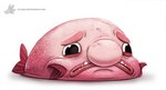 ambiguous_gender black_eyes feral pink_body pink_scales sad scales simple_background solo teeth text white_background piper_thibodeau blobfish fish marine scorpaeniform sculpin 2015 digital_media_(artwork) digital_painting_(artwork) url