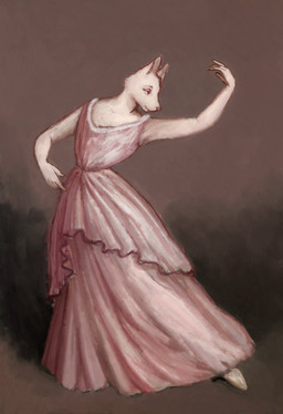 anthro boots bottomwear clothed clothed_anthro clothed_female clothing dancing ears_up eyebrows female footwear fur looking_forward pink_bottomwear pink_clothing pink_skirt shoes skirt solo white_body white_fur reynard_goodfellow canid canine canis mammal wolf hi_res