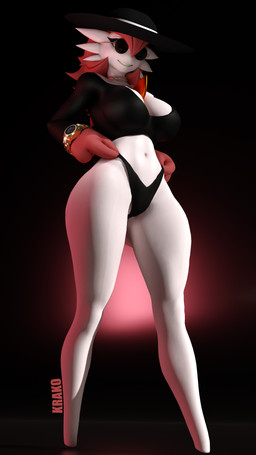 big_breasts breasts clock clothed clothing costume eyewear fedora female gold_(metal) gold_jewelry gold_watch hair hat headgear headwear jewelry looking_at_viewer necklace not_furry orange_eyes partially_clothed pink_hair simple_background small_waist smile smiling_at_viewer solo sunglasses sunglasses_on_face thong underwear watch wearing_sunglasses white_body wide_hips krako warfaremachine_(modeler) nintendo pokemon buchona_(krako) warfare_gardevoir gardevoir generation_3_pokemon humanoid mammal pokemon_(species) 3d_(artwork) absurd_res digital_media_(artwork) hi_res