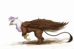 beak brown_body brown_feathers feathered_wings feathers female feral purple_body purple_feathers simple_background solo tail tail_tuft tuft white_background white_body white_feathers wings cosmicunicorn friendship_is_magic hasbro my_little_pony mythology gilda_(mlp) avian gryphon mythological_avian mythological_creature