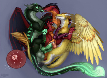 2_penises anal anal_penetration animal_genitalia animal_penis balls barbel_(anatomy) bodily_fluids claw_fingers claws colored_cum cum cum_in_ass cum_in_vagina cum_inside cutaway double_penetration equine_genitalia equine_penis feathered_wings feathers feral flesh_whiskers french_kissing fur genital_fluids genital_slit genitals green_body green_fur group group_sex herm horn hybrid_genitalia hybrid_penis impregnation impregnation_view intersex intersex/male intersex_penetrated kissing knot knotted_equine_penis knotted_penis licking male male_penetrating male_penetrating_intersex male_penetrating_maleherm maleherm maleherm/male maleherm_penetrated mane mixed_cum_impregnation multi_genitalia multi_penis multiple_penetration muscular muscular_intersex muscular_male muscular_maleherm orgasm ovum paired_penetration pawpads penetration penis pregnant pregnant_herm pregnant_intersex pregnant_maleherm red_body red_scales scales sex sheath snout sperm_cell tail threesome toe_claws tongue trio unusual_bodily_fluids unusual_cum unusual_genital_fluids vaginal vaginal_penetration ventral_scales wings yellow_body yellow_feathers deanosaior european_mythology mythology cloudspotter_(character) jayv_(yellowbananafeathers) sycamore_(wanishi) dragon eastern_dragon feathered_dragon feathered_scalie furred_dragon furred_scalie mythological_creature mythological_scalie scaled_dragon scalie western_dragon hi_res herm_(lore)