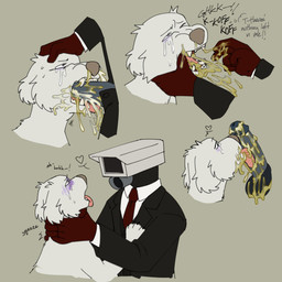 asphyxiation balls bestiality bodily_fluids choking clothed clothing cum duo erection fellatio feral feral_penetrated for_a_head forced fur genital_fluids genitals hand_on_head heart_symbol human_on_feral humanoid_on_feral humanoid_penetrating humanoid_penetrating_feral interspecies licking male male/male male_on_feral male_penetrated male_penetrating male_penetrating_male missing_eye open_mouth oral oral_penetration penetration penile penis penis_lick rough_sex sex simple_background tears tongue tongue_out vomit vomiting puppyratcat skibidi_toilet avaya_(puppyratcat) felvin_(puppyratcat) cameraman_(skibidi_toilet) canid canine canis human humanoid mammal object_head 1:1 hi_res
