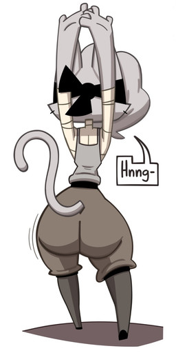 anthro arm_wraps big_butt black_boots black_clothing black_footwear boots bottomwear brown_bottomwear brown_clothing brown_pants butt chest_wraps clothing female footwear fur grey_body grey_clothing grey_fur grey_hair grey_shirt grey_tank_top grey_topwear hair headgear huge_butt neck_wraps pants shirt shoes simple_background solo stretching tank_top topwear white_background wide_hips wraps maddeku gata_the_future_russian_kitty gata_preobrazhenskaya domestic_cat felid feline felis mammal russian_blue 2026 hi_res