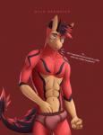 anthro briefs bulge clothed clothing detailed_bulge genital_outline looking_at_viewer male muscular muscular_anthro muscular_male penis_outline solo topless underwear mylo_denmrind equid equine mammal