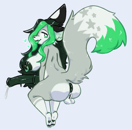 animal_genitalia animal_penis anthro anus areola backsack balls bangs big_areola blep bodily_fluids breasts butt dripping equine_genitalia equine_penis feet feet_together_knees_apart fur genital_fluids genitals green_body green_eyes green_fur green_hair hair half-erect hands_between_legs heart_symbol herm inner_ear_fluff intersex leaning leaning_forward leg_markings long_hair looking_at_viewer markings medial_ring mismatched_animal_penis mismatched_genitalia mismatched_penis multicolored_body multicolored_fur multicolored_hair narrowed_eyes nipple_piercing nipple_ring nipples nude nude_anthro pawpads penis piercing precum precum_drip presenting presenting_anus presenting_balls presenting_vulva raised_tail rear_view ring_piercing side_boob simple_background smile snout socks_(marking) solo tail thick_thighs toes tongue tongue_out tuft two_tone_body two_tone_fur two_tone_hair two_tone_tail vulva fulltimeanimal sushimi canid canine fennec_fox fox mammal true_fox 2023 digital_drawing_(artwork) digital_media_(artwork) female_(lore) herm_(lore)