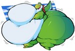 ambiguous_gender anthro belly belly_grab belly_squish big_belly big_butt big_tail black_eyes blush border butt cloud green_body green_tail hand_on_belly hand_on_own_belly huge_belly huge_butt huge_tail hyper hyper_belly hyper_butt looking_at_butt looking_at_own_butt morbidly_obese morbidly_obese_ambiguous motion_lines navel obese obese_ambiguous open_mouth open_smile overweight overweight_ambiguous red_tongue sky skyscape smile solo squish tail thick_thighs tongue white_belly white_border atsuineko mario_bros nintendo yoshi_(character) yoshi 2022 colored digital_media_(artwork) hi_res shaded