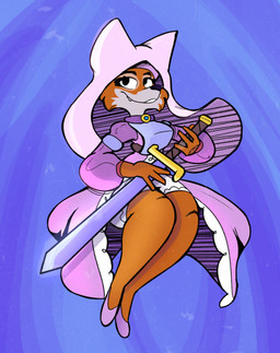 4_fingers anthro biped black_eyebrows breasts cheek_tuft clothed clothed_anthro clothed_female clothing countershade_face countershade_fur countershading eyebrows eyelashes facial_tuft female female_anthro fingers footwear fur headdress holding_melee_weapon holding_object holding_sword holding_weapon melee_weapon orange_body orange_fur purple_clothing purple_footwear purple_shoes purple_topwear shoes simple_background smile solo sword toony topwear tuft weapon white_body white_countershading wimple cloudidoodles disney robin_hood_(disney) maid_marian canid canine fox mammal red_fox true_fox 2023 absurd_res digital_drawing_(artwork) digital_media_(artwork) full-length_portrait hi_res portrait