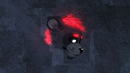 anthro blue_background fur glowing glowing_eyes glowing_markings hair male markings pattern_background red_body red_fur red_hair simple_background solo white_eyes ashentail coga_(ashentail) felid feline lion mammal pantherine 16:9 hi_res wallpaper widescreen