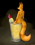 alcohol anthro beverage butt cherry cocktail container detailed_food fluffy fluffy_tail food fruit fur ice ice_cube in_beverage in_container in_cup in_food lemon male micro nude on_food plant solo tail truegrave9 canid canine citra mammal detailed source_request