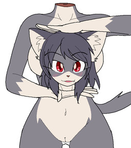 anthro breasts countershade_face countershade_neck countershade_torso countershading detachable detachable_head female fur genitals grey_body grey_fur grey_hair hair headless holding_head holding_own_head kemono looking_at_viewer navel nude simple_background solo vulva white_background white_body white_countershading kobuchi_(524koki) european_mythology irish_mythology mythology domestic_cat dullahan felid feline felis mammal 2017