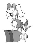 1_missing_limb amputee anthro butt disability embarrassed female missing_arm missing_leg solo stitch_(sewing) pepperchan ms._n_(character) mammal murid murine rat rodent undead monochrome