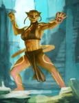 anthro aztec bottomwear bra claws clothing dreadlocks female loincloth muscular muscular_anthro muscular_female pecs solo tattoo underwear hattonslayden tales_of_the_ashes_(series) fe'lis_(character) cougar felid feline mammal 2014 absurd_res hi_res